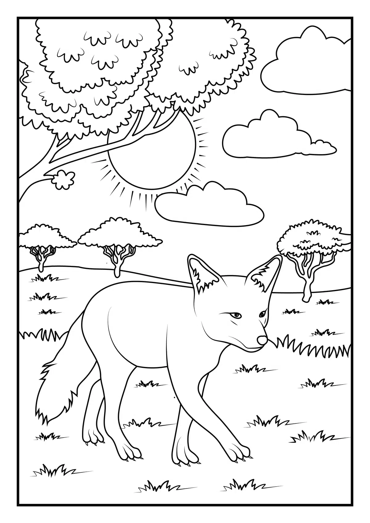 Wildtier Fuchs Ausmalbild (4) - Wildtiere in Europa